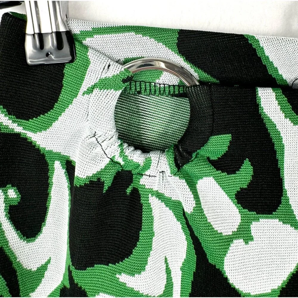 Zara‎ Kelly Green Jacquard Marble Print High waist Flare knit Trousers sz S - Picture 4 of 10